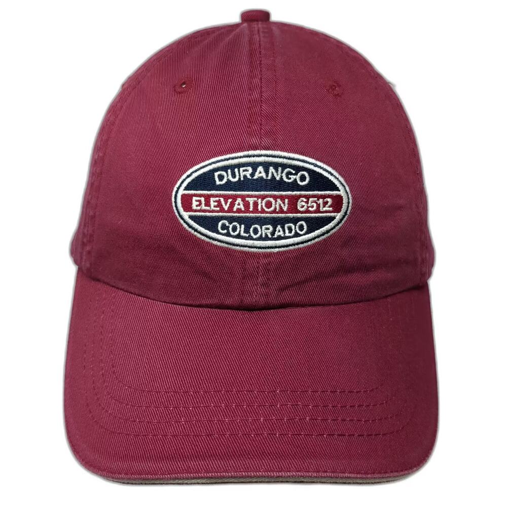 Fahrenheit Red Baseball Cap OS Durango Colorado Elevation 6512 Slideback Hat